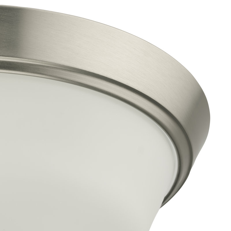 Plafonnier encastré Edessa avec verre satiné gravé, Nickel brossé, H 4,5 po x l 16 po x P 16 po, Trois lumières
