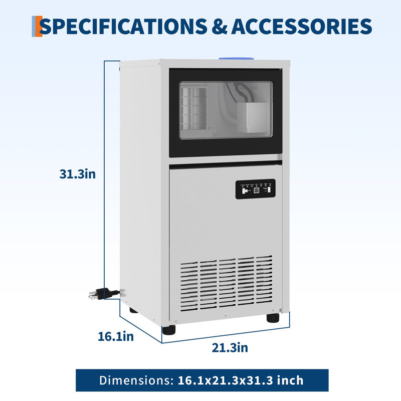 Commercial Ice Maker Machine, 36lbs Storage, 120lbs/24h
