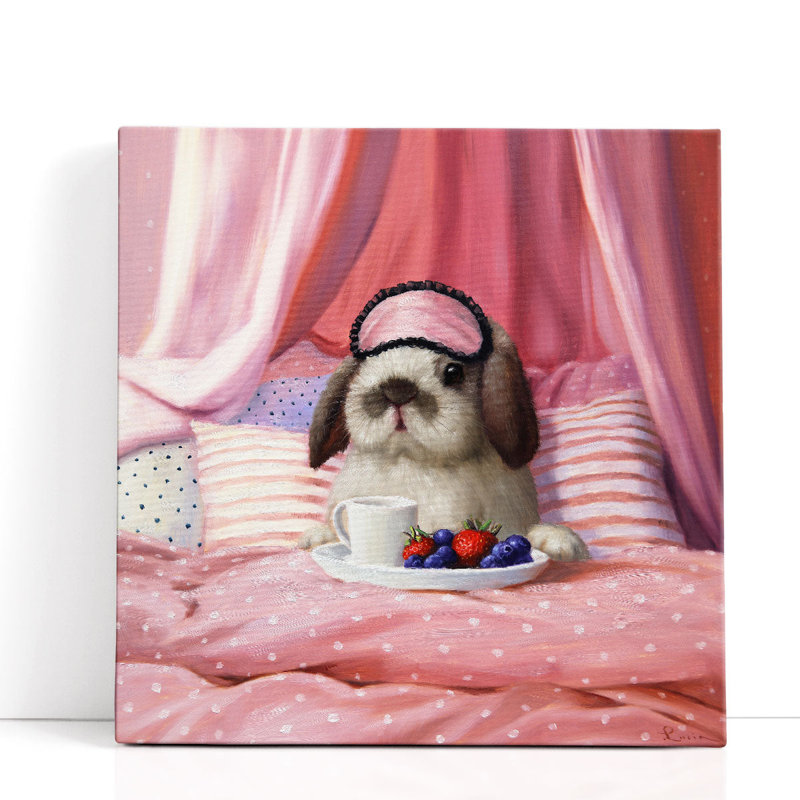 Petit déjeuner au lit - reproduction d'art sur toile, H 12 po x l 12 po