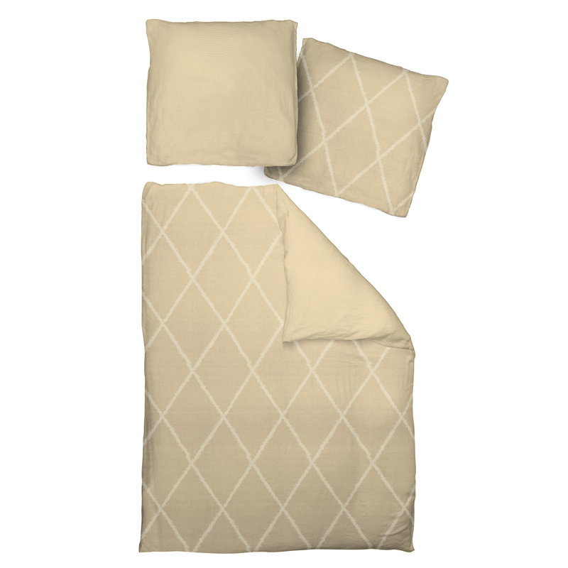 Beeman Cotton 56 TC Reversible 2 Piece Duvet Cover Set, Beige, Single Duvet Cover + 1 Pillowcase