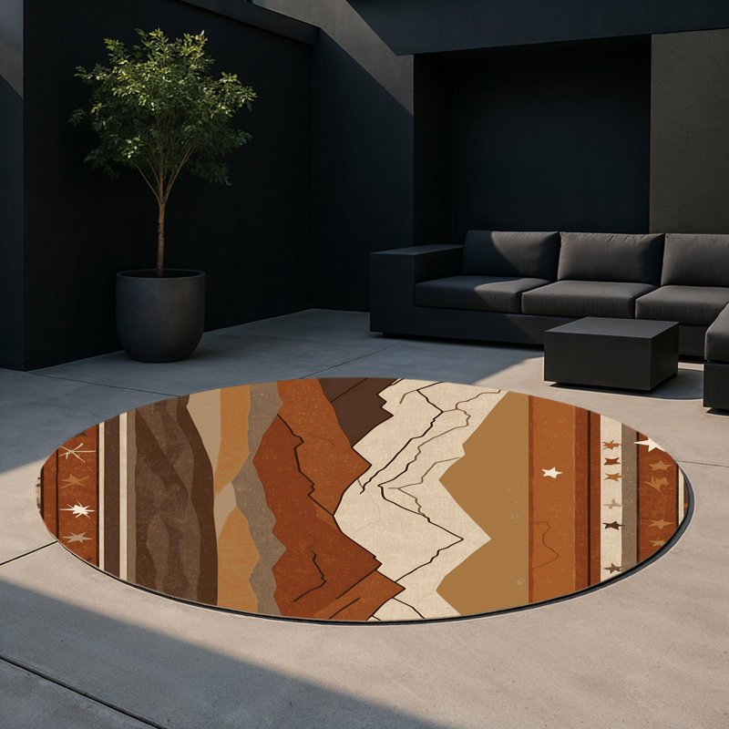 Tapis intérieur et extérieur Crimson Ridge, Rond 5 pi