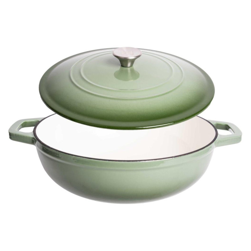 Lexi Home 5 pte Braisière ronde en fonte émaillée, Ombre vert jade