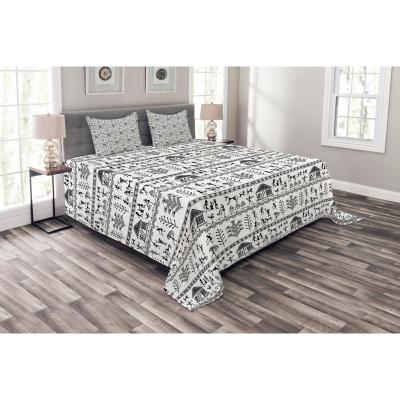 Tribal Bedspread Set with Shams, 220 x 264 cm