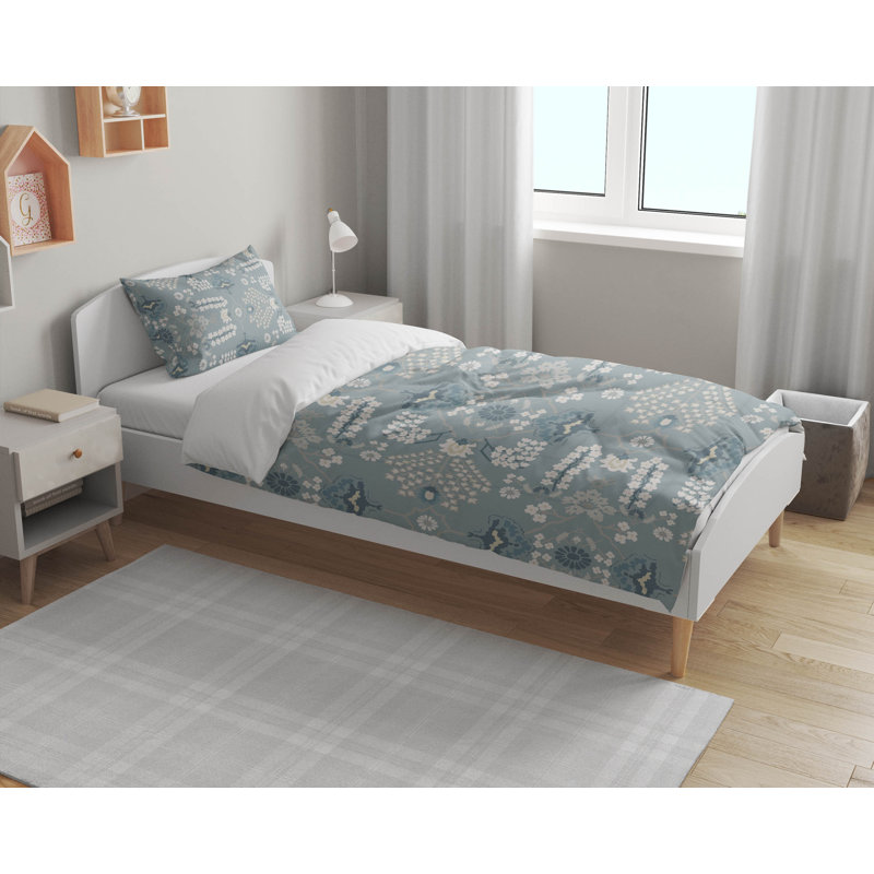 Ensemble d'édredon léger Zoey, Bleu, Édredon simple + 1 taie d'oreiller standard