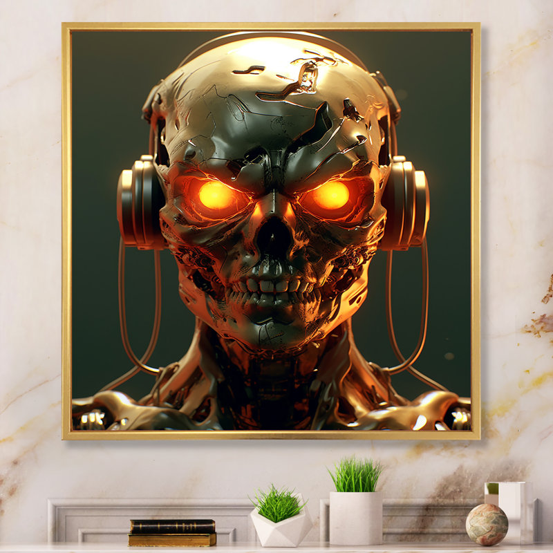 " Robotic Demon I ", Gold Floater Framed, 44" H x 34" W x 1.5" D