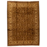 Hand Knotted Wool Area Rug in Brown And Ivory