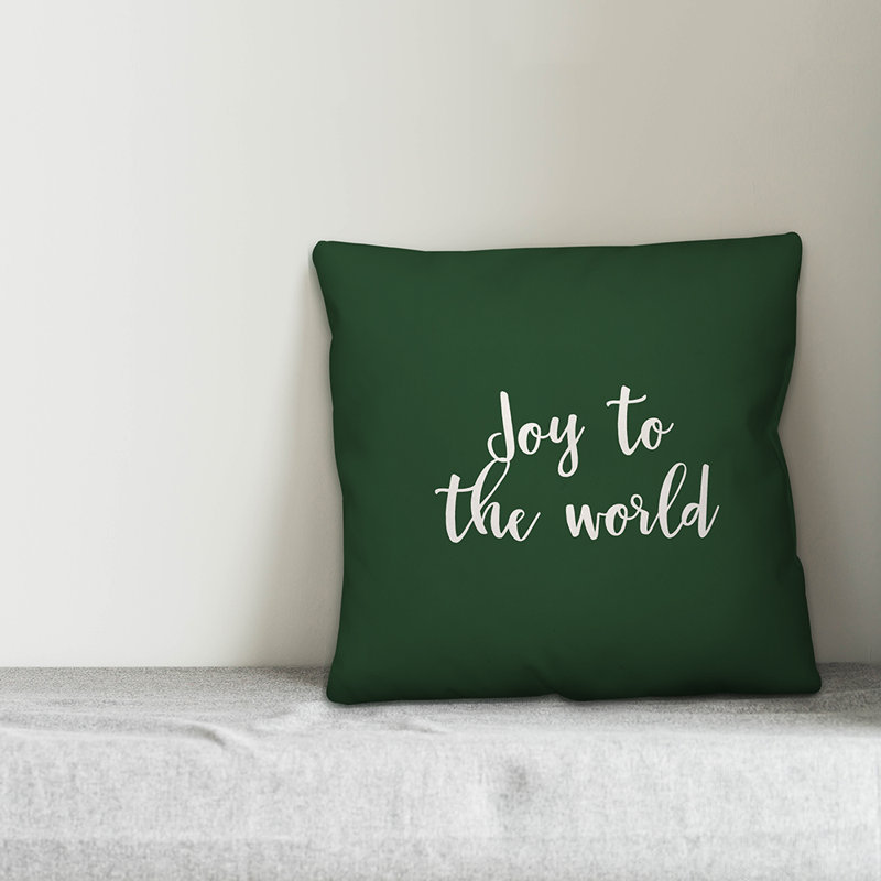  Coussin Joy to the World, Vert foncé, Housse de coussin