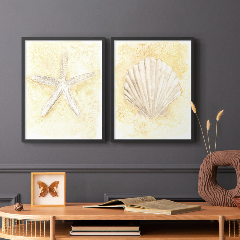 Impression encadrée Salty Seashell I-Premium - prête à être accrochée - aucun clou requis - aucun clou requis