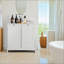 Panier à linge incliné avec paniers amovibles, armoire de rangement cachée, organisateur de maison autoportant, blanc