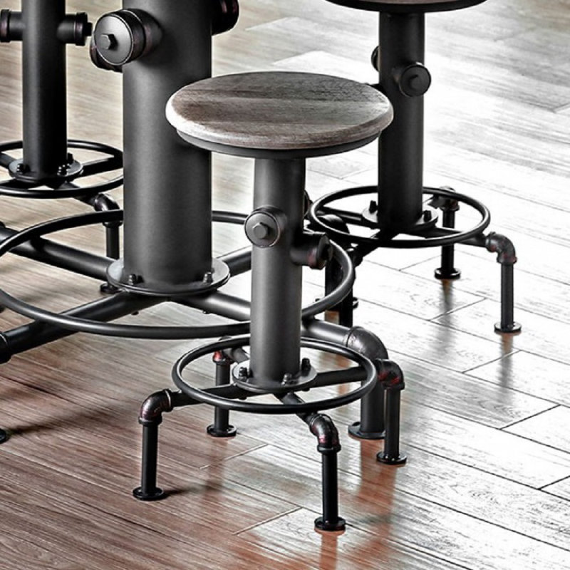 Swivel Counter Stool with Metal Frame, Antique Gray, Counter Stool (24" Seat Height)