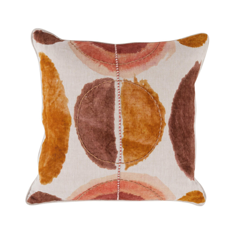 Melange Solar Embroidered Linen Throw Pillow