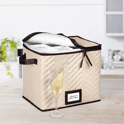 Wine Glass Storage Box With Dividers - Holds 12 Wine Glasses Up To 10" Tall 
