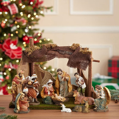 Ensemble de crèche de Noël avec table stable Kurt Adler, ensemble de 12 pièces