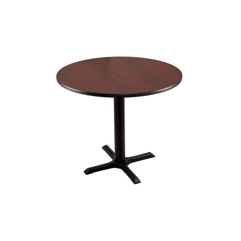 Black Round Laminate Dining Table with Steel Base
