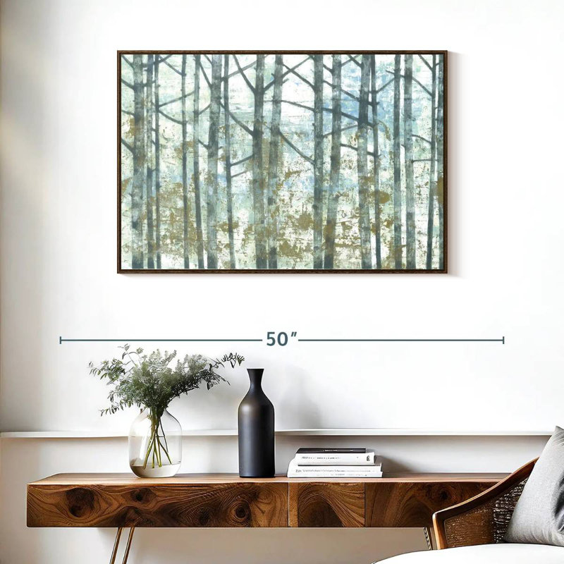 Brise de forêt, 37 po x 25 po, Cadre flottant noyer