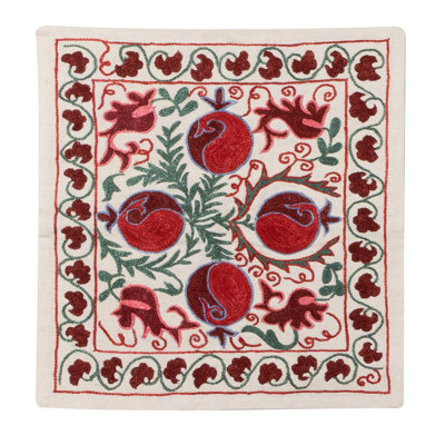 Coussin décoratif en soie brodée. Housse de coussin faite à la main. Taie d'oreiller traditionnelle. Coussin en dentelle. 17 x 17 po