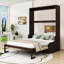 Grand lit escamotable en bois avec chaise-118013453