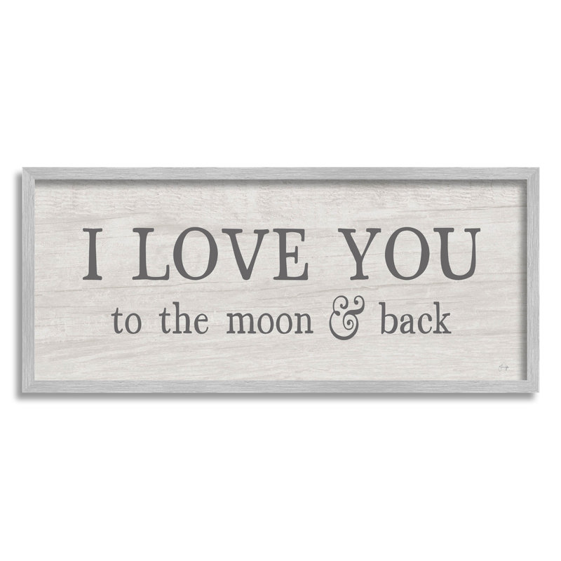 «Love You to Moon and Back Expression» par Yass Naffas Designs - Art textuel sur toile, H 13 po x l 30 po x P 1,5 po
