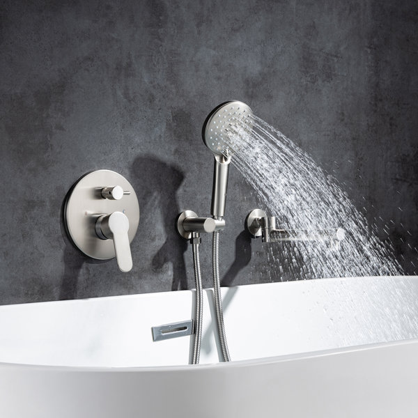 Rainlex 1 Handle Roman Tub Faucet with Diverter and Handshower ...