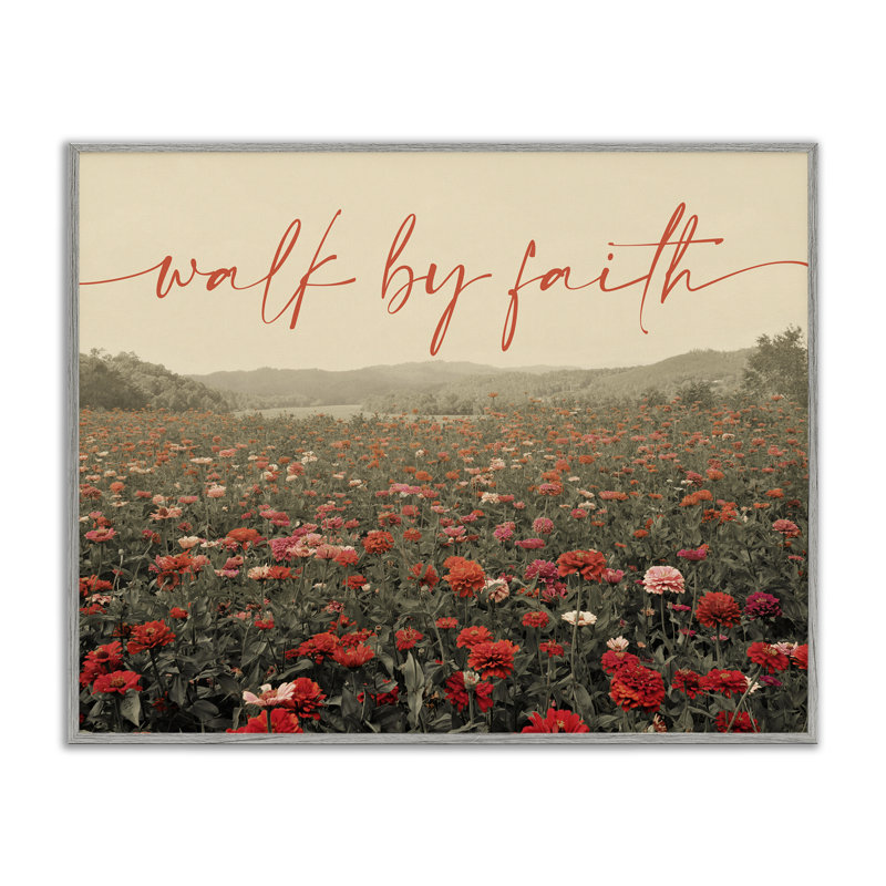 Giclée encadrée Walk By Faith Garden, design par GAIL PECK, H 11 po x l 14 po, Estampe numérique Farmhouse