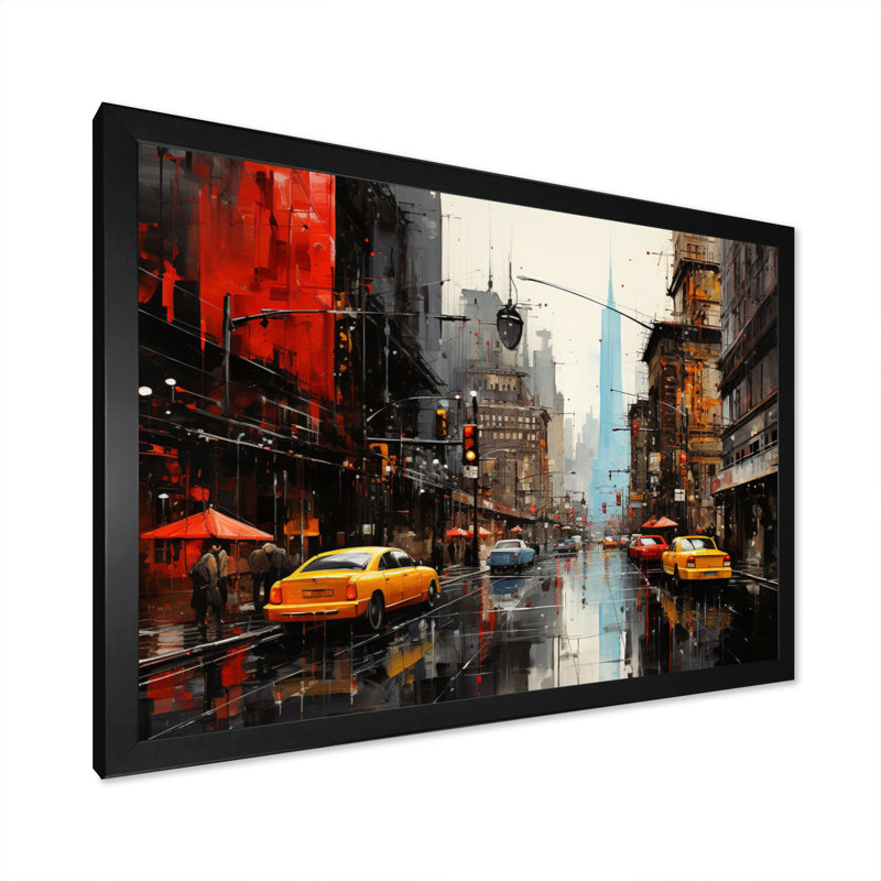 Cityscape Collage VII sur toile, H 30 po x l 40 po x P 1,5 po, Cadre simple noir