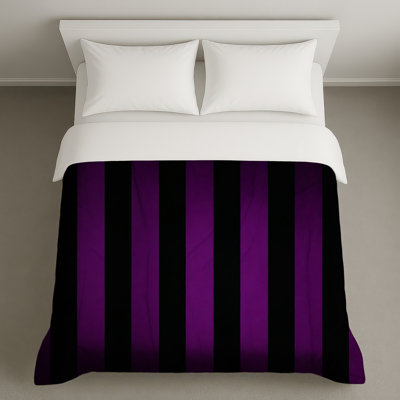 Housses de couette mauves à rayures noires