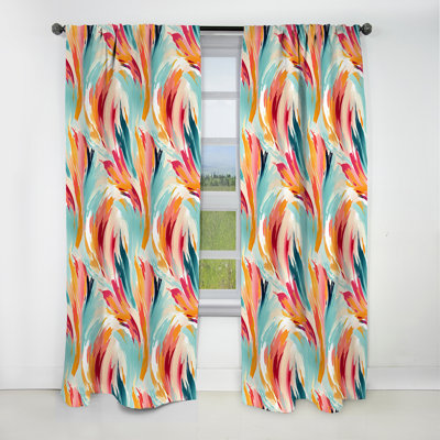 Colorful Ikat Artistry Swirl Mirage - Ikat Curtain - Velvet Blackout Ikat Curtain - 1 Panels