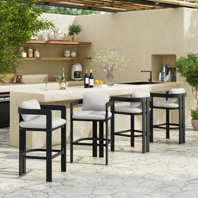 Colligan Modern Contemporary Outdoor Aluminum Counter Stool with Ergonomic Fabric Seat by Latitude Run
