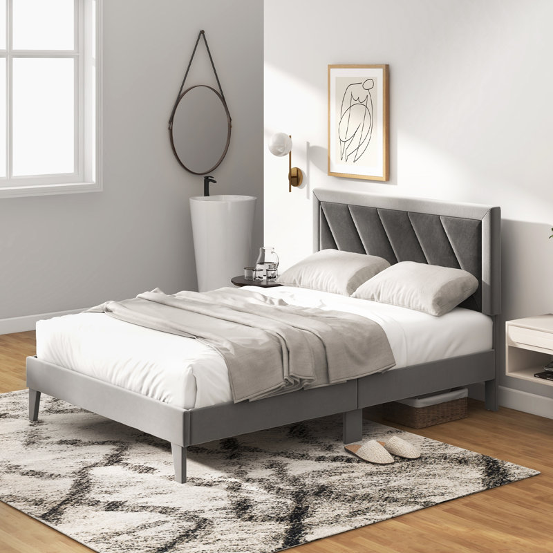 Mershon Upholstered Bed, Double (160 x 200cm)