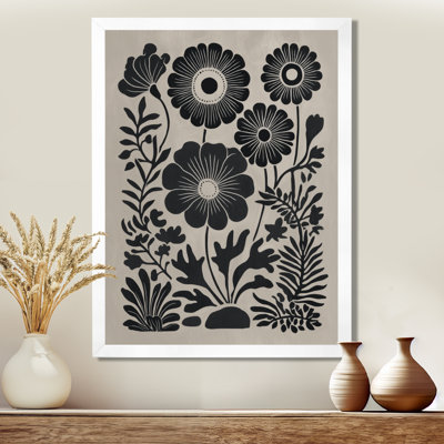 Bleuet pré dans des tons de noir et de beige - Art mural bleuets, impression florale sur toile