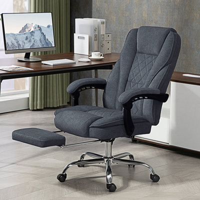 Fauteuil de massage avec repose-pieds, fauteuil de bureau de direction avec 6 points de vibration et chaleur
