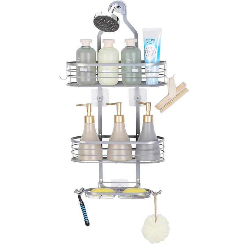 Serviteur de douche suspendu en acier inoxydable Jenna, Argent argent
