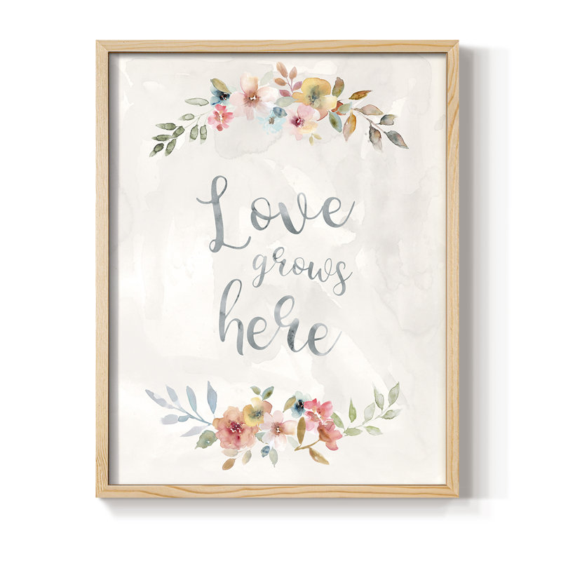 «Floral Love», reproduction encadrée - bois massif, H 11 po x l 9 po, Naturel