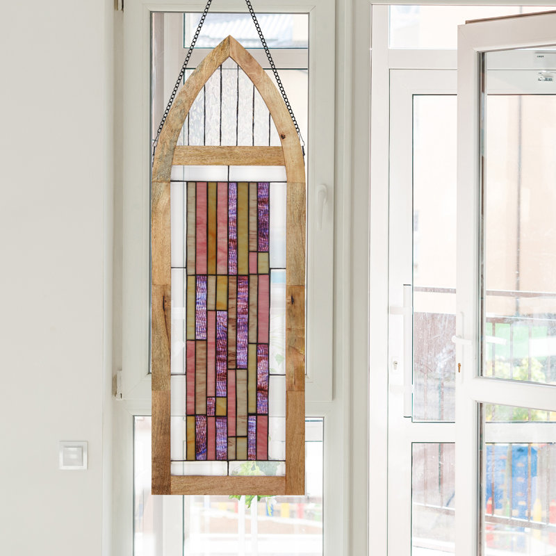 Panneau de vitrail d'inspiration cathédrale 48 "H, Mauve