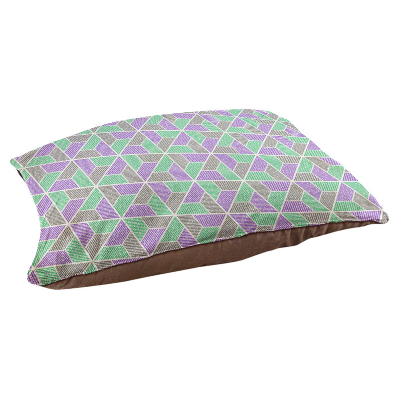 Coussin pour chien Byrge Trapezoids, Très grand (l 50 po x P 40 po x H 42 po), Vert / Mauve / Gris