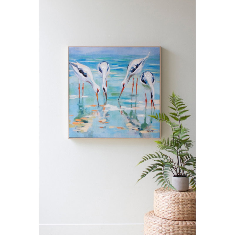  Art mural - peinture acrylique encadrée oiseaux de rivage