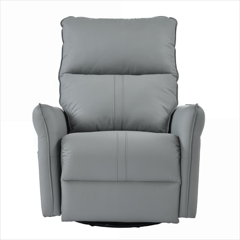  Faux Leather 270° Swivel Rocker Electric Recliner, Compact Single Chair for Small Spaces, Classic Gray, Gray Fabric