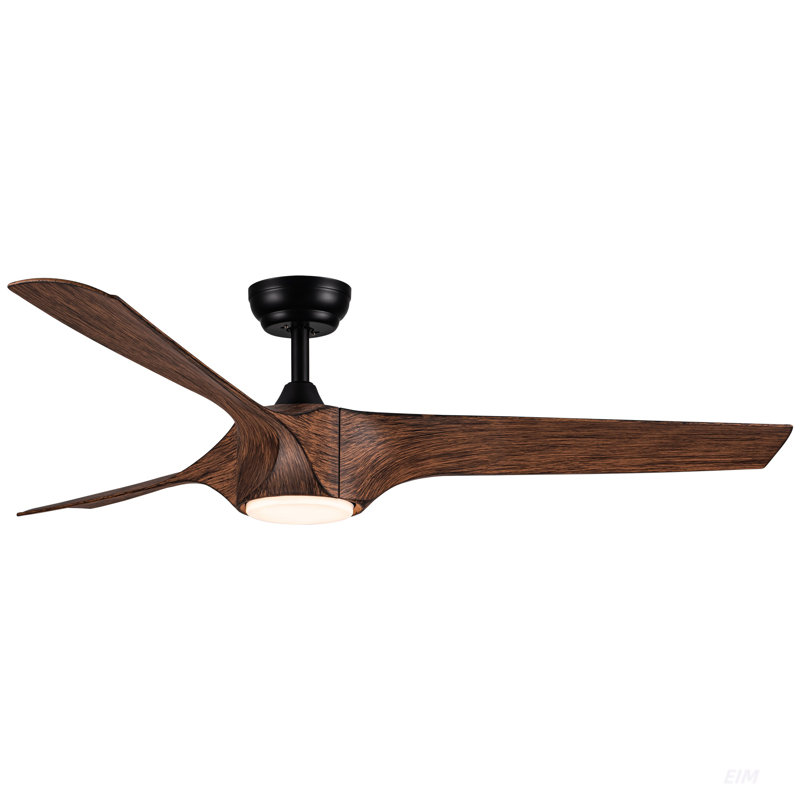 TriBlades 56 In. Intergrated LED Ceiling Fan With Brown Wood Grain ABS Blade