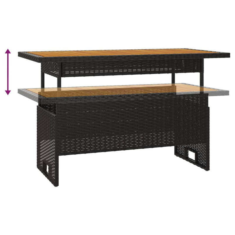 Lenton Rectangular Acacia Outdoor , 100cm cm W 50cm cm D, Black