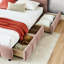 Lit moderne très grand avec tissu en chenille et tiroir rose - style revêtement rembourré-283871482