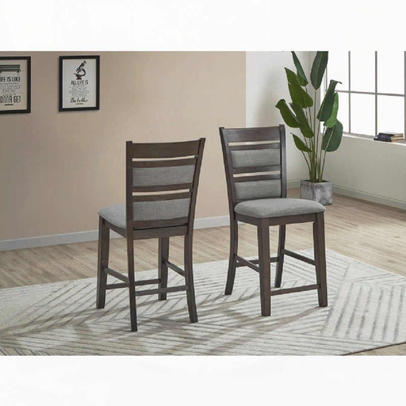 Ensemble de 2 chaises de comptoir en bois gris avec coussin et chaises rembourrées