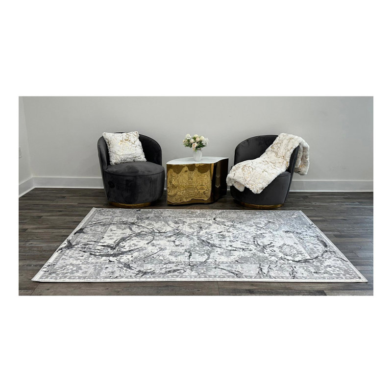 Conception abstraite de cercles de tapis Penina, Rectangulaire 2 pi x 3 pi