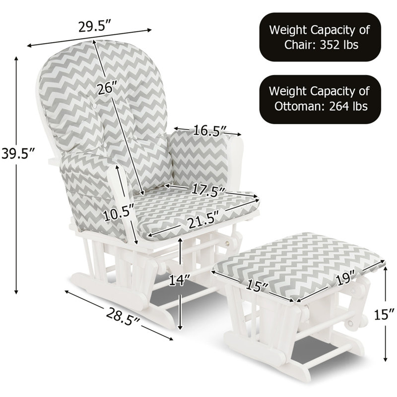 Ensemble de chaise berçante, fauteuil berçant et repose-pieds avec coussin