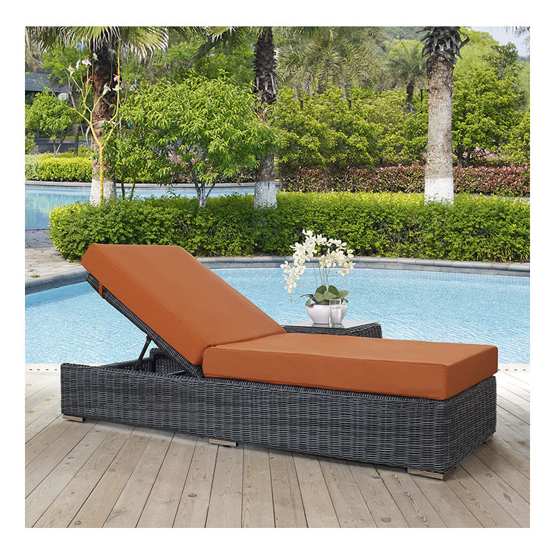 Summon Outdoor Patio Sunbrella Chaise Lounge, Canvas Tuscan Sunbrella® Canvas