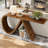 Solid Wood Console Table, 57" Long Farmhouse Entryway Table for Living Room, Hallway, Entrance, Foyer, Behind Couch, Walnut Brown