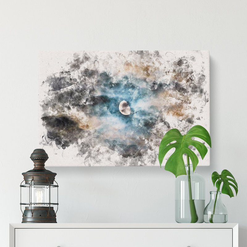 Moody Sky In Poland Watercolour - Wrapped Canvas Print, 50cm H x 76cm W x 3cm D