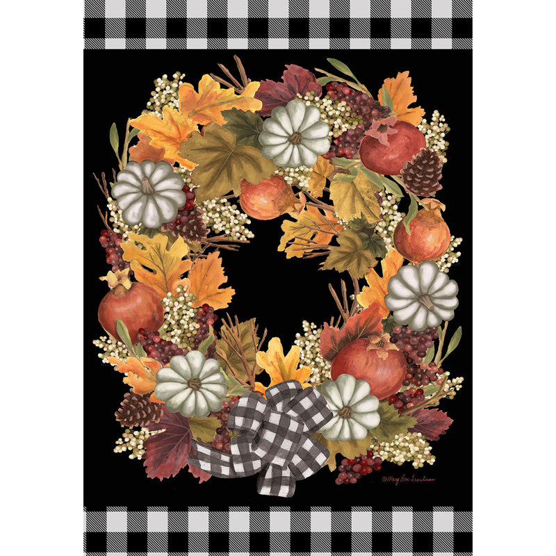 Fall Pumpkin Wreath Garden Flag