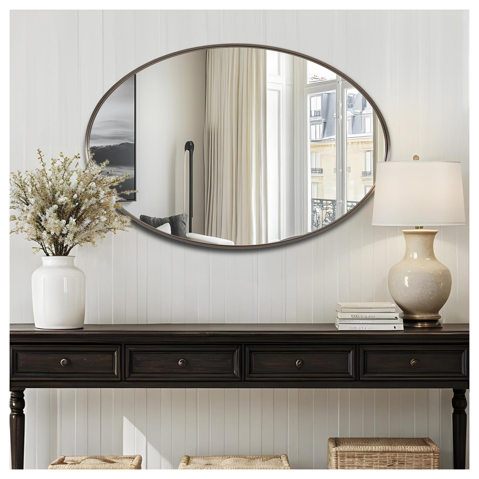 Steele Oval Mirror,  Brown