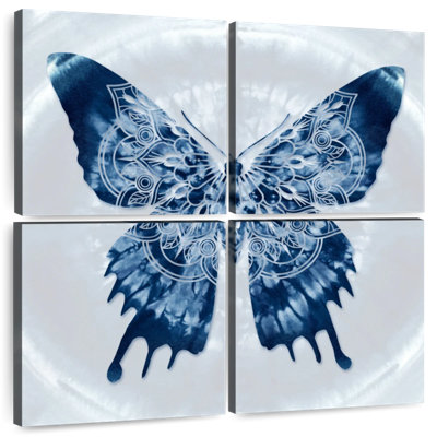 Mandala de rois papillon indigo Batik