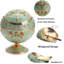 Cendrier coupe-vent avec couvercle, en métal, portable, pour cigarettes, pour l'intérieur et l'extérieur, motif estampé à la main, cadeau élégant pour hommes et femmes (vert jade)